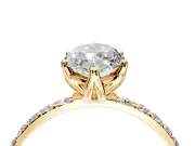 Solitaire Engagement Ring Setting for Marquise Center with Fine Pave Accents and Prong Head in Yellow Gold