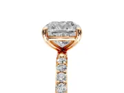 Solitaire Engagement Ring Setting for Cushion Cut Center with Pave Accents and Prong Head in Rose Gold