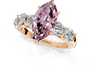 5 Stone Engagement Ring Setting for Fancy Pink Marquise Center with Graduated Accents and Prong Head in Rose Gold