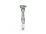 Solitaire Engagement Ring Setting for Fancy Green Princess Cut Center with Pave Rail Split Shank and Prong Head in White Gold