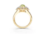 Halo Engagement Ring Setting for Fancy Yellow Marquise Center with Two-Strand Split Shank and Prong Head in Yellow Gold