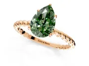 Solitaire Engagement Ring Setting for Fancy Green Pear-Shaped Center with Plain Twisted Rope Band and Prong Head in Rose Gold