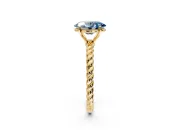 Solitaire Engagement Ring Setting for Fancy Blue Oval Center with Plain Twisted Rope Band and Prong Head in Yellow Gold