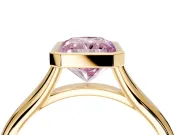 Solitaire Engagement Ring Setting for Fancy Pink Radiant Cut Center with V Split Shank and Bezel Head in Yellow Gold