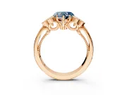 Cluster Engagement Ring Setting for Fancy Blue Heart-Shaped Center with Bezel Accent Clusters and Prong Head in Rose Gold