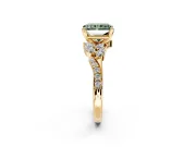 Solitaire Engagement Ring Setting for Fancy Green Radiant Cut Center with Marquise Accent Twist Band and Prong Head in Yellow Gold