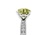 Solitaire Engagement Ring Setting for Fancy Yellow Round Cut Center with Milgrain-Edged Pave Band and Prong Head in Platinum