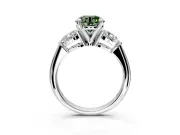 3 Stone Engagement Ring Setting for Fancy Green Round Cut Center with Large Pear-Shaped Accents and Prong Head in Platinum