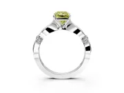 Solitaire Engagement Ring Setting for Fancy Yellow Radiant Cut Center with Carved Leaf Shoulders and Prong Head in Platinum