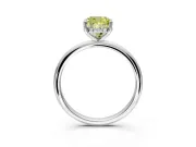 Hidden Halo Engagement Ring Setting for Fancy Yellow Cushion Cut Center with Thin Round-Wire Band and Prong Head in White Gold