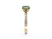 Solitaire Engagement Ring Setting for Fancy Green Asscher Cut Center with Round Cut Pave Band and Prong Head in Yellow Gold