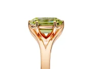 Solitaire Engagement Ring Setting for Fancy Yellow Emerald Cut Center with Plain Split Shank and Prong Head in Rose Gold