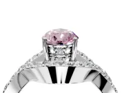 Halo Engagement Ring Setting for Fancy Pink Pear-Shaped Center with Pave Infinity Twist Band and Prong Head in Sterling Silver