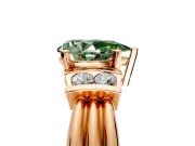 Solitaire Engagement Ring Setting for Fancy Green Pear-Shaped Center with Grooved Bar Accent Band and Prong Head in Rose Gold