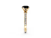 Open Basket Engagement Ring Setting for Fancy Black Round Cut Center with Pave Band and Prong Head in Yellow Gold