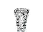 Solitaire Engagement Ring Setting for Radiant Cut Center with Pave Split Shank and Prong Head in White Gold