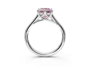 Solitaire Engagement Ring Setting for Fancy Pink Princess Cut Center with Cathedral Band and Prong Head in Platinum