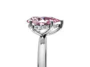 Hidden Halo Engagement Ring Setting for Fancy Pink Pear-Shaped Center with Thin Round-Wire Band and Prong Head in Platinum