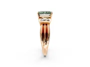 Solitaire Engagement Ring Setting for Fancy Green Radiant Cut Center with Grooved Bar Accent Band and Prong Head in Rose Gold
