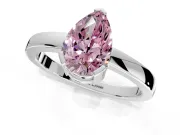 Solitaire Engagement Ring Setting for Fancy Pink Pear-Shaped Center with Plain Band and Flat Tab Prong Head in White Gold