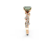 Solitaire Engagement Ring Setting for Fancy Green Asscher Cut Center with Bar-Station Pave Twist and Prong Head in Rose Gold