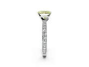 Solitaire Engagement Ring Setting for Fancy Yellow Radiant Cut Center with Milgrain-Edged Pave Band and Prong Head in Platinum