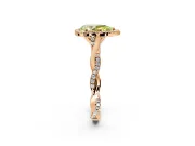 Halo Engagement Ring Setting for Fancy Yellow Pear-Shaped Center with Twist Band and Prong Head in Rose Gold