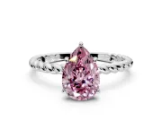 Solitaire Engagement Ring Setting for Fancy Pink Pear-Shaped Center with Plain Twisted Rope Band and Prong Head in Platinum