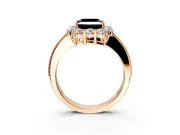 Halo Engagement Ring Setting for Fancy Black Princess Cut Center with Milgrain Channel Band and Prong Head in Rose Gold