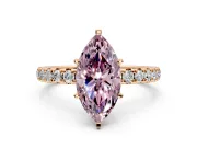 Solitaire Engagement Ring Setting for Fancy Pink Marquise Center with Shared-Prong Accents and Prong Head in Rose Gold