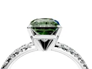 Solitaire Engagement Ring Setting for Fancy Green Radiant Cut Center with Large Accents and Prong Head in Sterling Silver