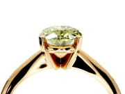 Solitaire Engagement Ring Setting for Fancy Yellow Oval Center with Knife Ridge Band and Claw Prong Head in Yellow Gold