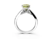 Solitaire Engagement Ring Setting for Fancy Yellow Princess Cut Center with Crossover Accents and Prong Head in Sterling Silver