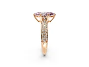 Solitaire Engagement Ring Setting for Fancy Pink Marquise Center with Multi-Row Pave Accents and Basket Head in Rose Gold