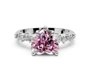 Solitaire Engagement Ring Setting for Fancy Pink Heart-Shaped Center with Trailing Leaf Accent Band and Prong Head in Platinum