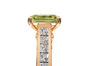 Solitaire Engagement Ring Setting for Fancy Yellow Emerald Cut Center with Channel Band and Double Claw Prong Head in Rose Gold