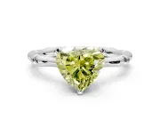 Solitaire Engagement Ring Setting for Fancy Yellow Heart-Shaped Center with Bamboo Band and Prong Head in Platinum