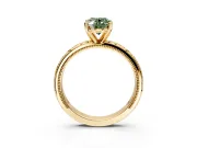 Solitaire Engagement Ring Setting for Fancy Green Oval Center with Scrollwork Band and Prong Head in Yellow Gold