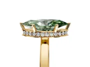 Hidden Halo Engagement Ring Setting for Fancy Green Marquise Center with Wide Flat Plain Band and Prong Head in Yellow Gold