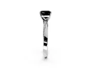 Side Accent Engagement Ring Setting for Fancy Black Cushion Cut Center with Accent Shoulders and Prong Head in Platinum