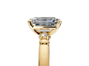 Solitaire Engagement Ring Setting for Emerald Cut Center with Beaded Shoulders and Prong Head in Yellow Gold