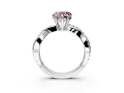Solitaire Engagement Ring Setting for Fancy Pink Heart-Shaped Center with Half-Pave Crossover Band and Prong Head in Sterling Silver