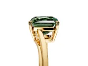 Solitaire Engagement Ring Setting for Fancy Green Asscher Cut Center with Plain Bypass Twist Band and Prong Head in Yellow Gold