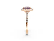 Halo Engagement Ring Setting for Fancy Pink Princess Cut Center with Raised Halo, Pave Band and Prong Head in Rose Gold