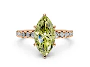 Solitaire Engagement Ring Setting for Fancy Yellow Marquise Center with Large Accents and Prong Head in Rose Gold