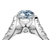 Solitaire Engagement Ring Setting for Fancy Blue Oval Center with Pave Cathedral Shoulders and Prong Head in Sterling Silver
