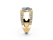 Solitaire Engagement Ring Setting for Fancy Blue Pear-Shaped Center with Wide-Open Split Shank and Prong Head in Yellow Gold