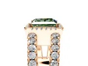 Halo Engagement Ring Setting for Fancy Green Princess Cut Center with Wide-Open Pave Split Shank and Prong Head in Rose Gold