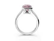 Halo Engagement Ring Setting for Fancy Pink Princess Cut Center with Knife Ridge Cathedral Band and Prong Head in Platinum