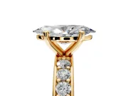 Solitaire Engagement Ring Setting for Marquise Center with Channel-Set Accents and Prong Head in Yellow Gold